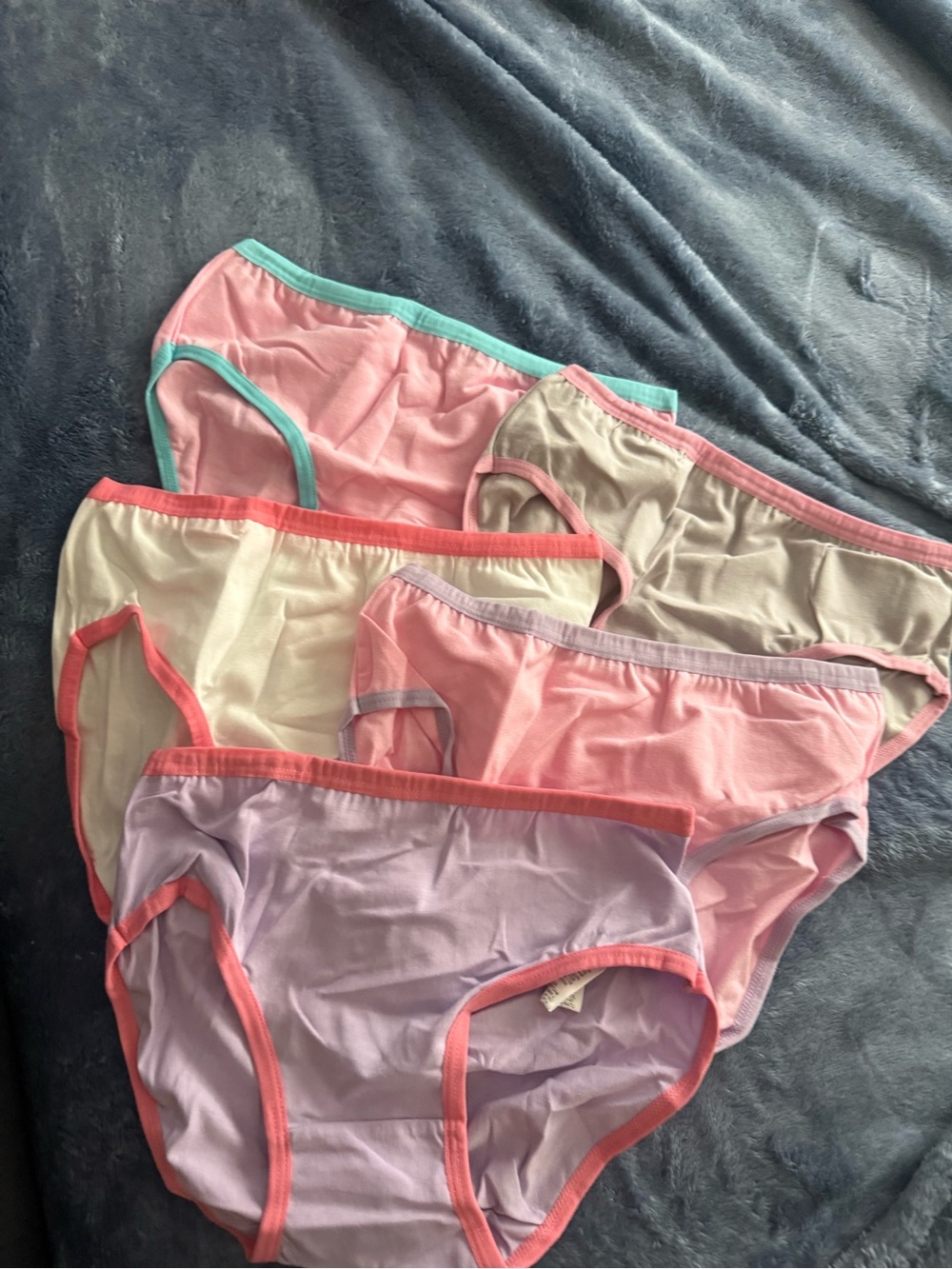SHEIN Girls Cotton Briefs Pack – Pink, Lavender, Cream, Tan, Mint Trim